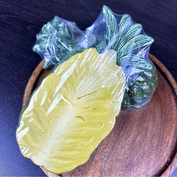 Pineapple Shaped Candle Set of 2 Tropical Coastal Sculptural Decor 7 Inch - Picture 6 of 11